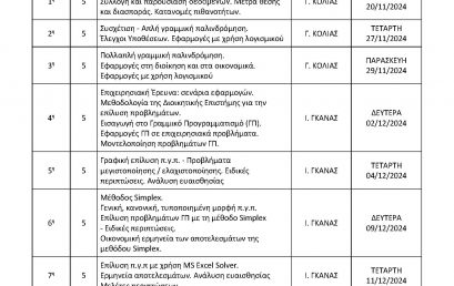 Ποσοτικές Μέθοδοι για τη Λήψη Επιχειρηματικών Αποφάσεων – Περίγραμμα & Πρόγραμμα Διδασκαλίας